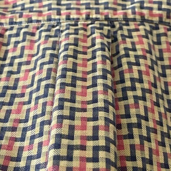Burberry 1998-99 Vintage London Black-Tan-Red Zig-Zag oversized Button Down XL - Picture 6 of 9